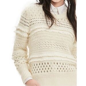 Banana Republic ivory cable knit Mock sweater women size M